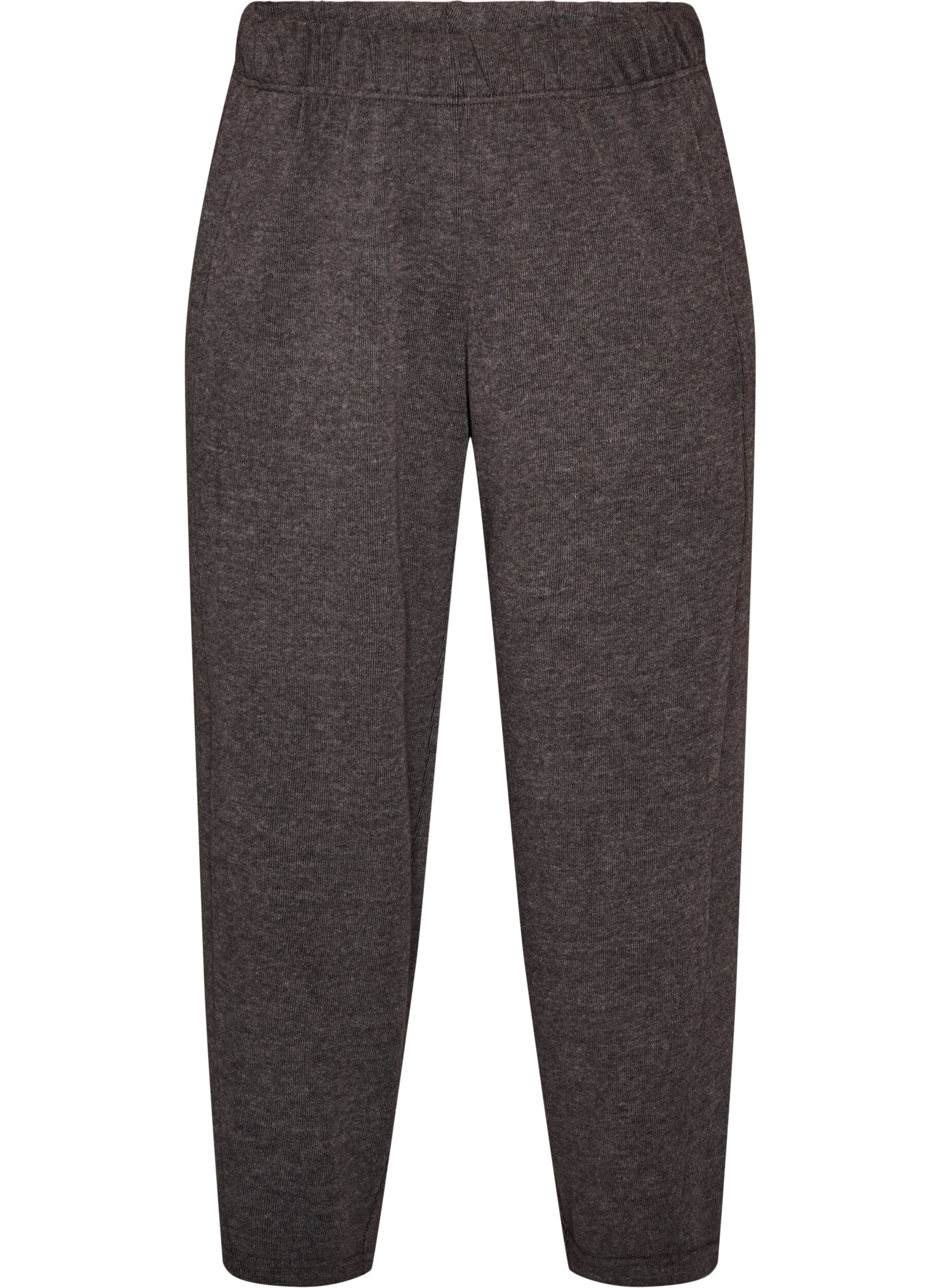 ZizziJerseybukser med barrel fit og h&oslash;y midje, Gr&aring;, Packshot image number 0