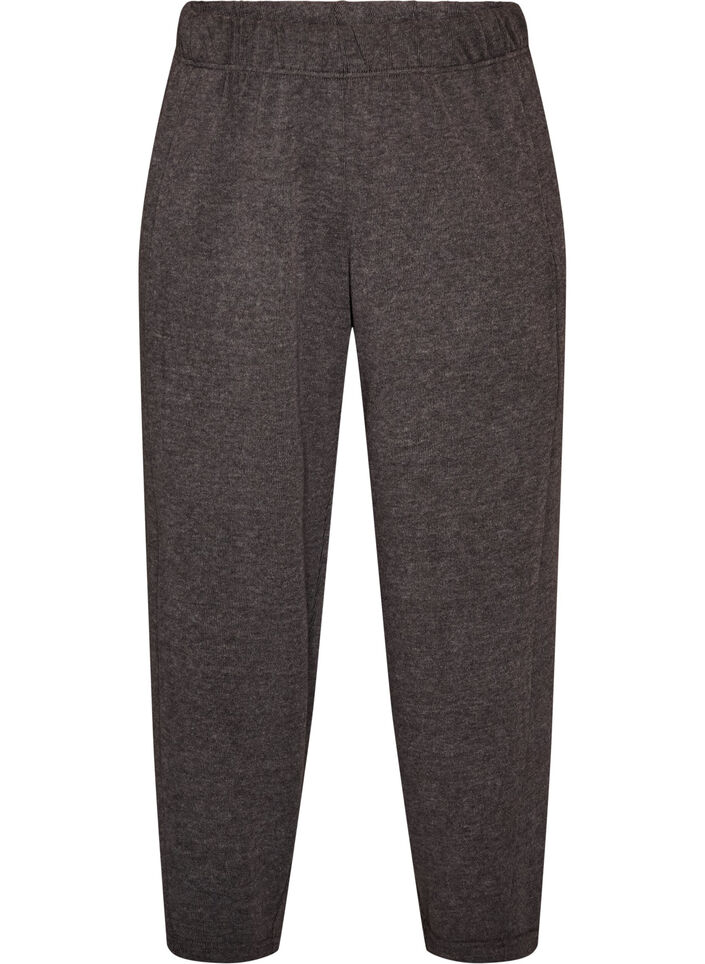 Jerseybukser med barrel fit og h&oslash;y midje, Gr&aring;, Packshot image number 0
