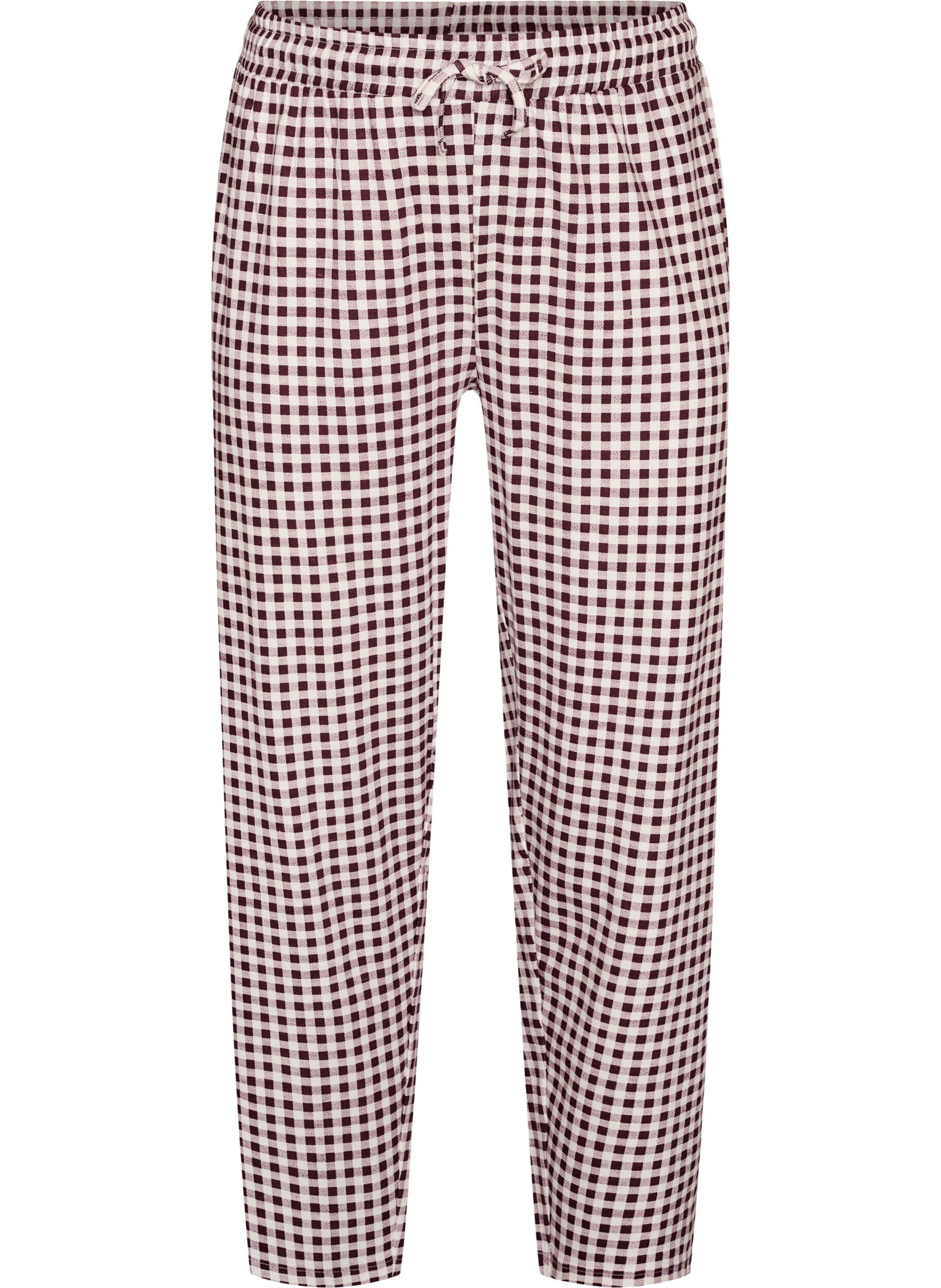 ZizziBomullspyjamasbukser med h&oslash;y midje, R&oslash;d, Packshot image number 0