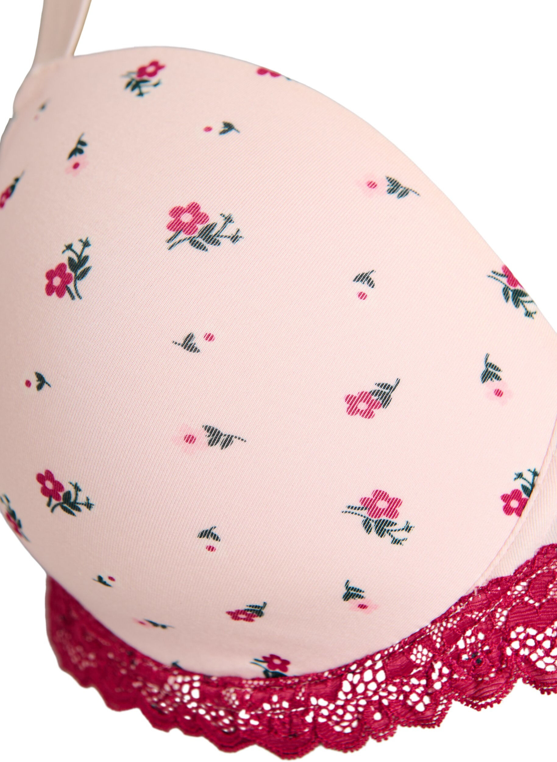 ZizziFormst&oslash;pt BH med blomstertrykk og blonder, Rosa, Packshot image number 2