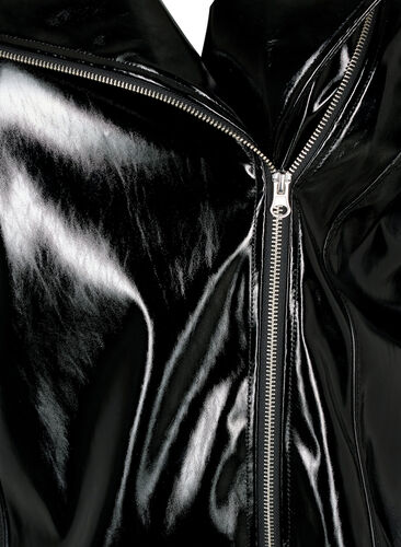 Wet look bikerjakke, Black, Packshot image number 2