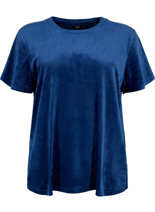 T-skjorte i velur, Insignia Blue, Packshot image number 0