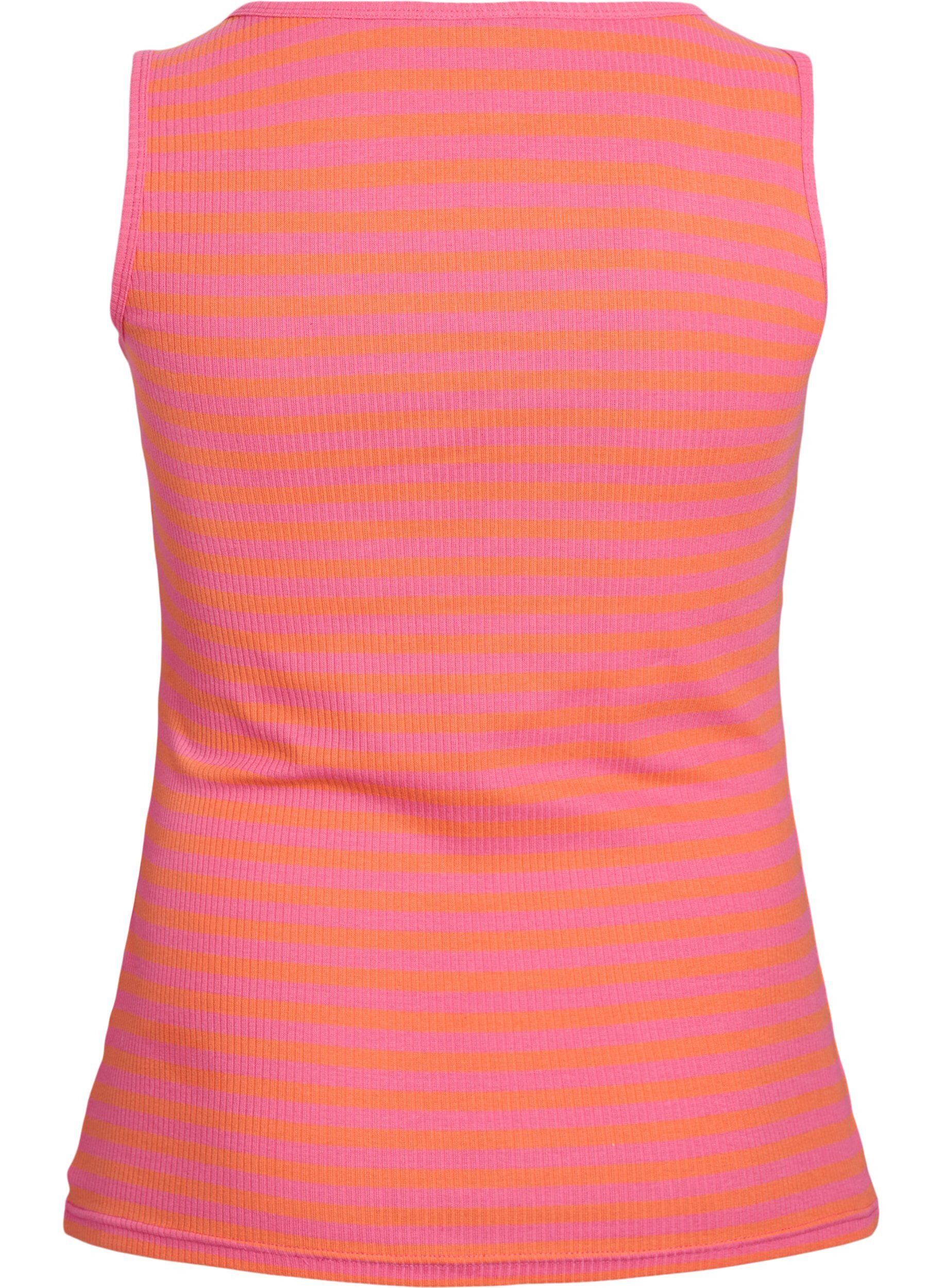 ZizziStripete ribbestrikket singlet, Orange, Packshot image number 1