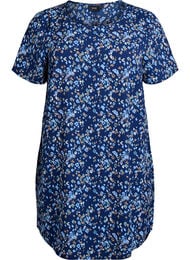 Kjole med trykk og korte ermer, Blue Ditsy Flower