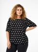 Prikkete bluse med korte ermer, Black W. White Dot, Model image number 0