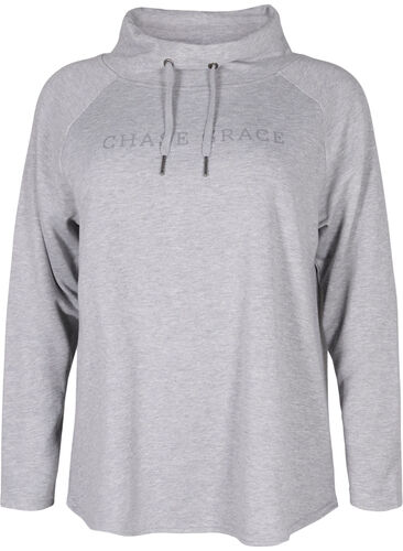 Hettegenser med høy krage, Light Grey Melange, Packshot image number 0