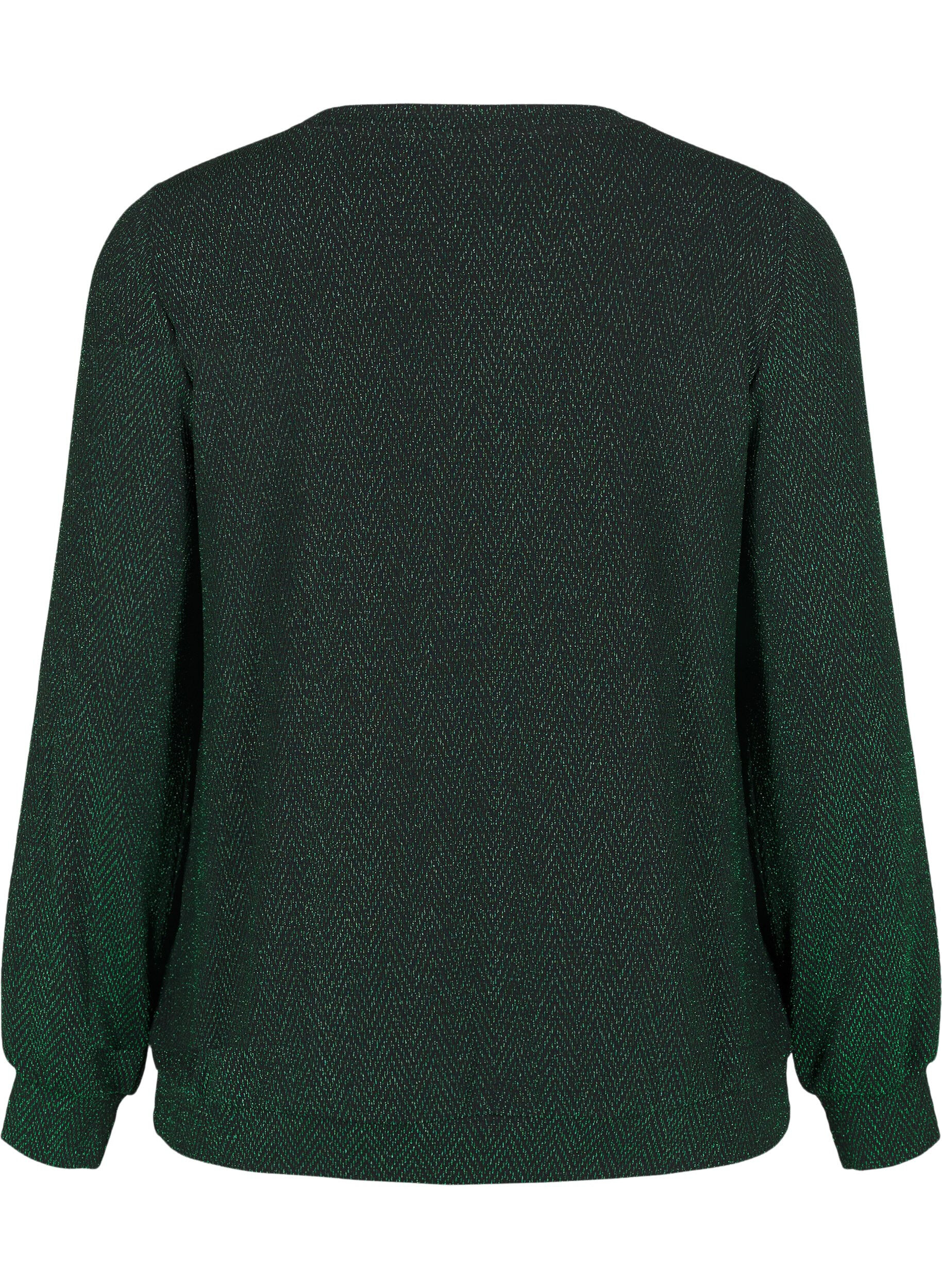 Zizzi Bluse med shimmer m&oslash;nster, Scarab ZigZagShimmer, Packshot image number 1