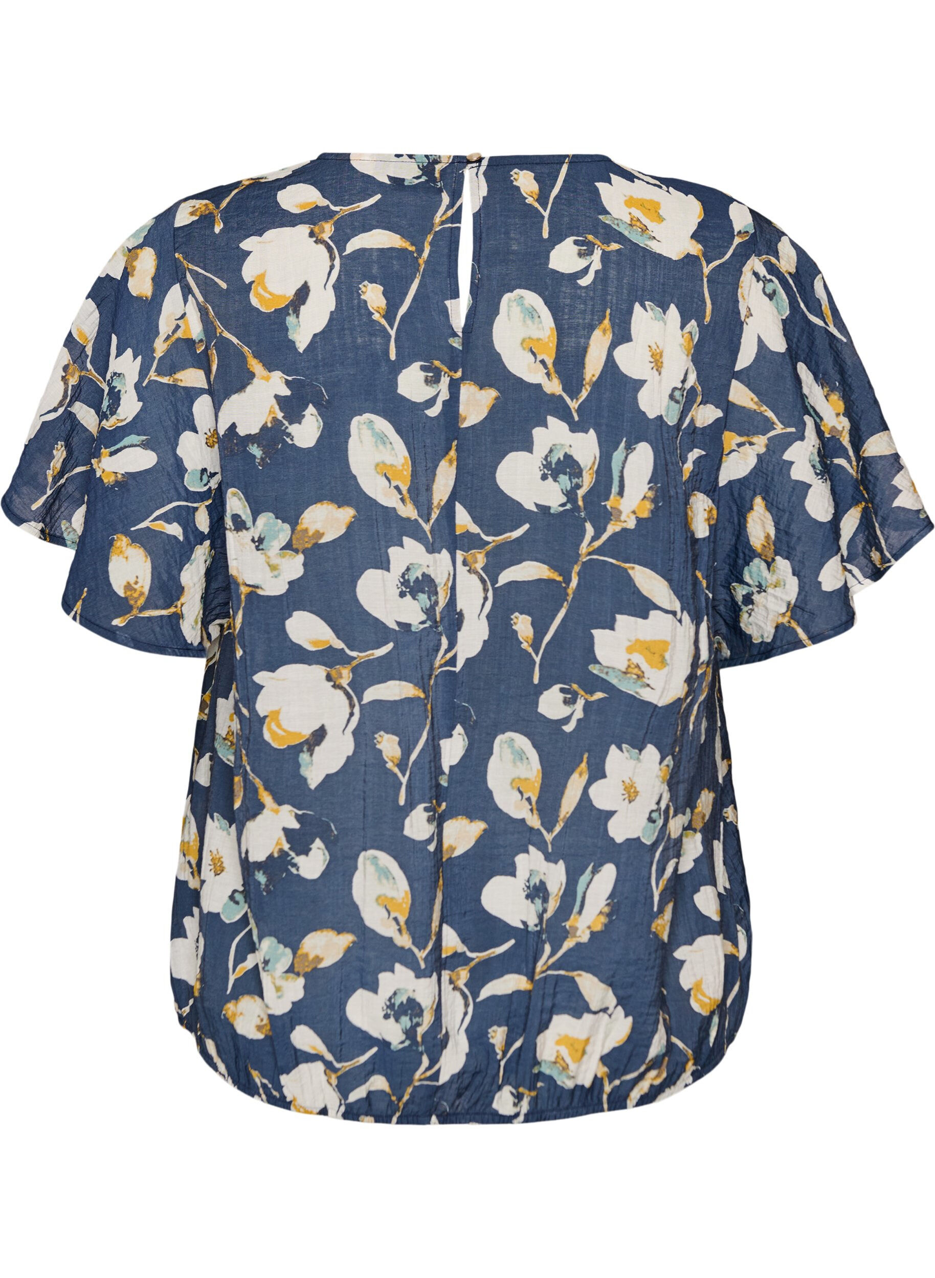 ZizziBluse med ballongform og flaggermus ermer, Bl&aring;, Packshot image number 1