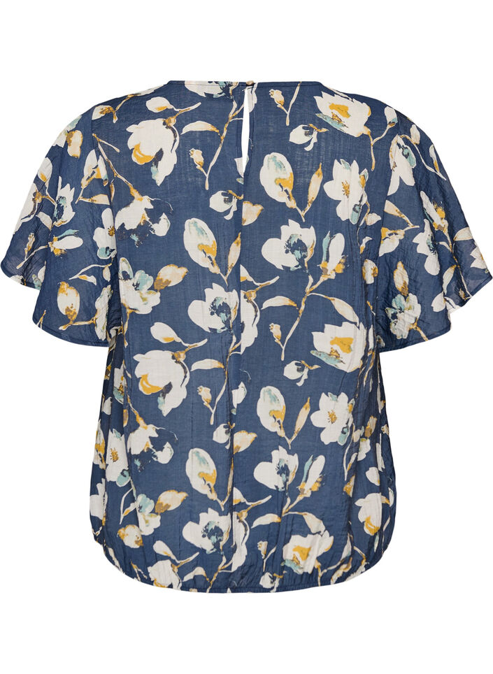 Bluse med ballongform og flaggermus ermer, Bl&aring;, Packshot image number 1