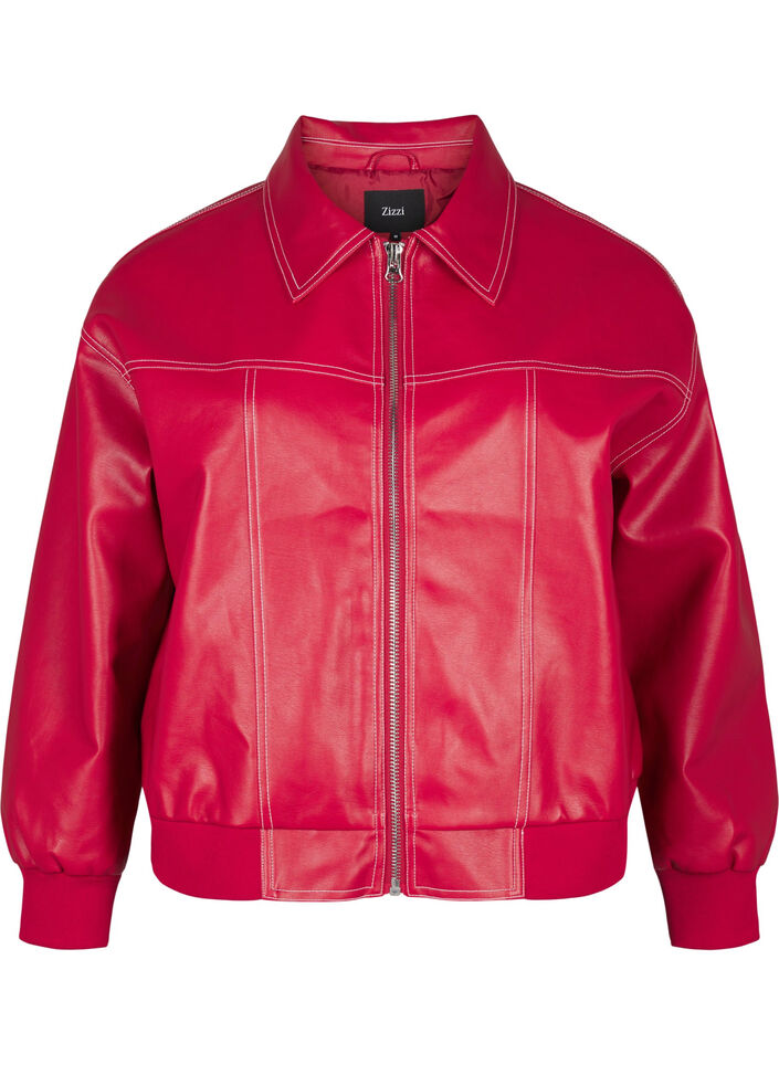 Imitert skinnbomberjakke, Rhythmic Red, Packshot