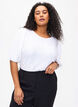 Kortermet bluse med tekstur, Bright White, Model image number 0