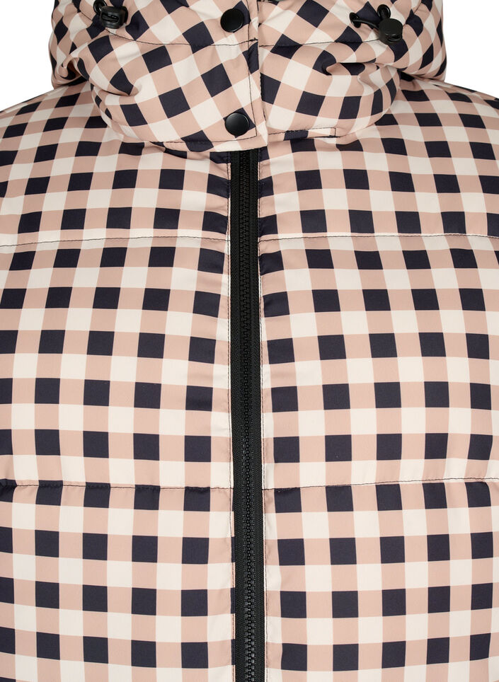 Sjekket puffer vinterjakke, Black w. Nomad Check, Packshot image number 2