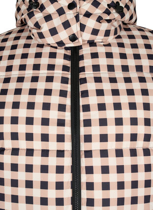 Zizzi Sjekket puffer vinterjakke, Black w. Nomad Check, Packshot image number 2