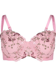 Balconette-BH med broderte blomster, Lilas