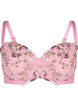 Balconette-BH med broderte blomster, Rosa, Packshot image number 0