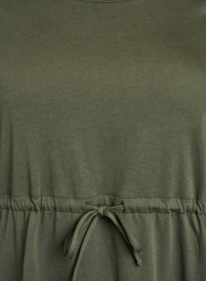 FLASH - Kort T-skjortekjole med bindebelte, Grønn, Packshot image number 2