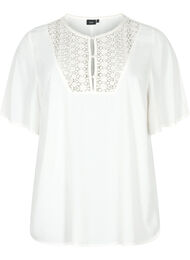 Viskosebluse med 1/2 ermer og broderidetaljer, Snow White