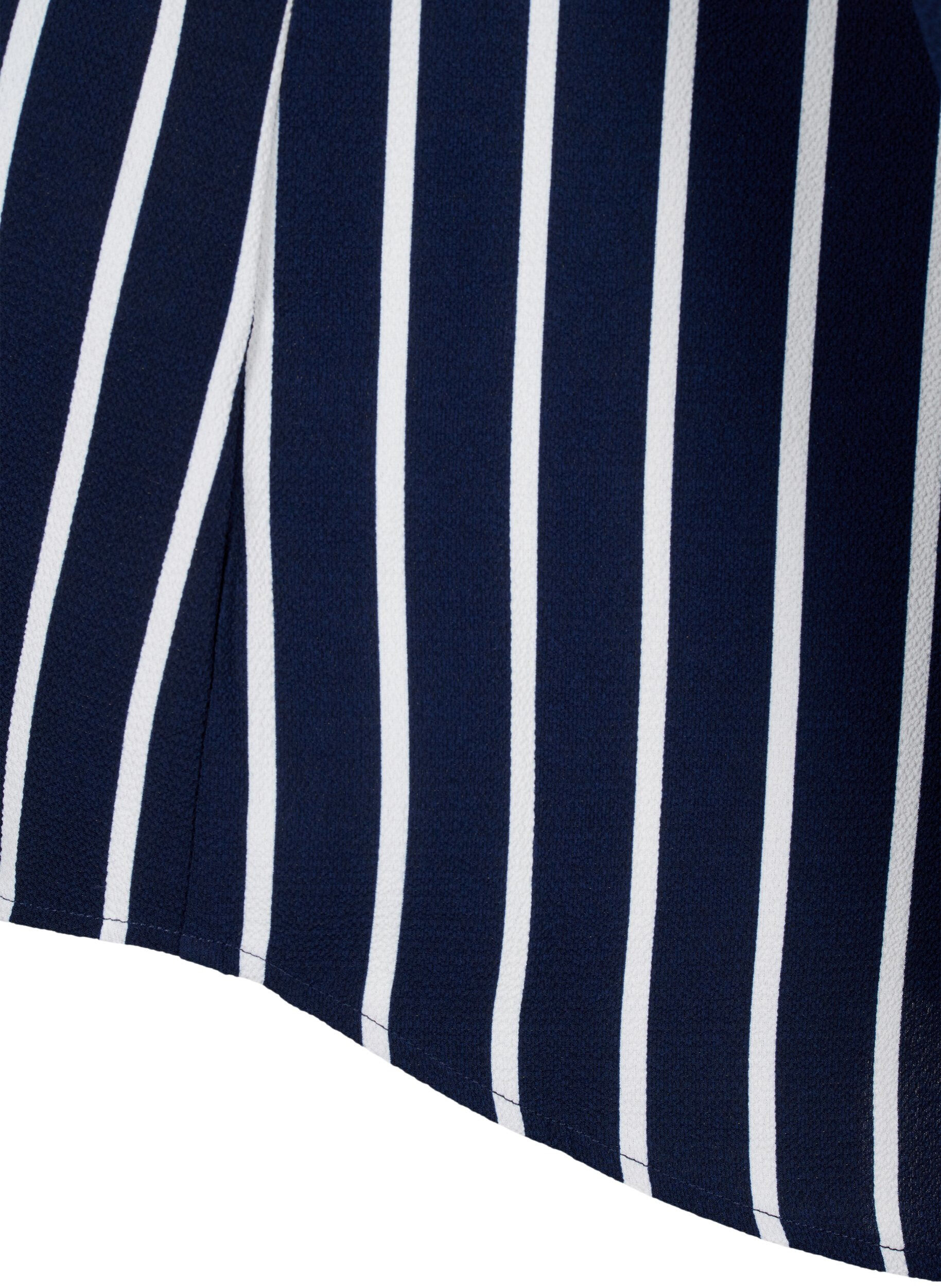 Zizzi Skjortebluse med v-hals og trykk, Maritime Blue Stripe, Packshot image number 3