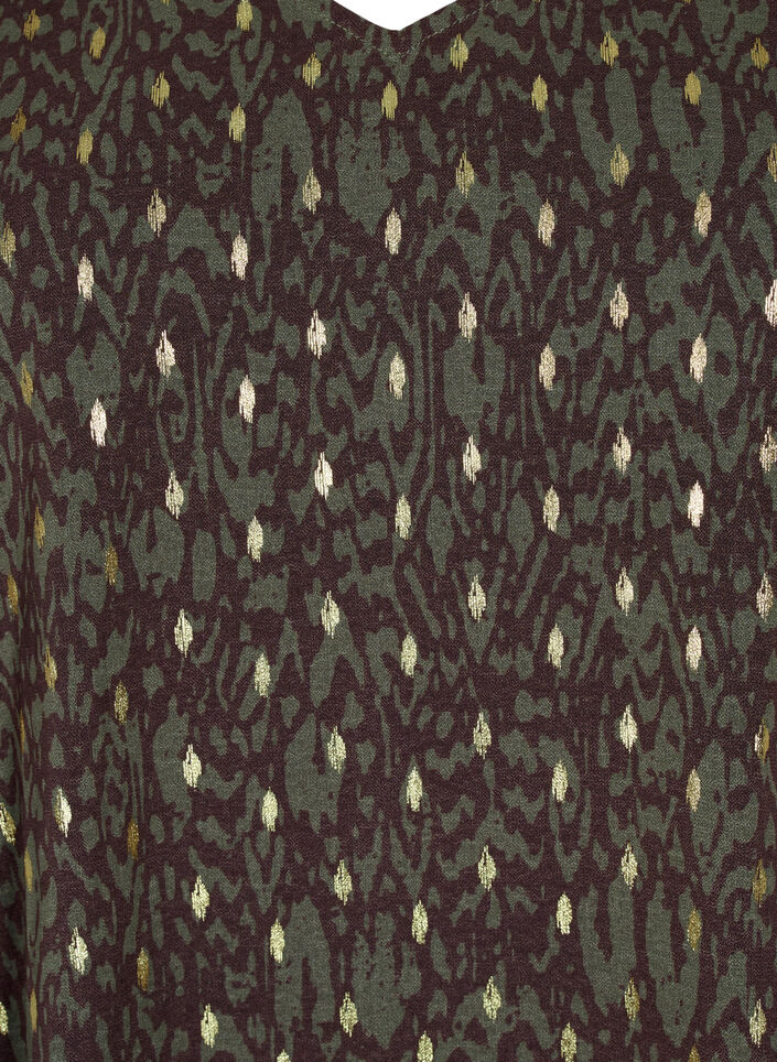 Bluse med trykk og lange ermer, Green Ethnic AOP, Packshot image number 2