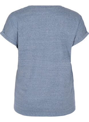 Melert T-skjorte i bomull , Navy Blazer melange, Packshot image number 1