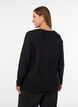 Finstrikket cardigan med dekorative knapper, Svart, Model image number 2