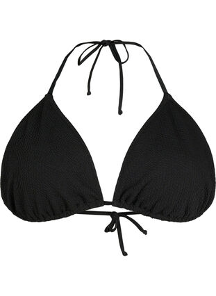 Trekantbikini med kreppet struktur, Black, Packshot image number 0