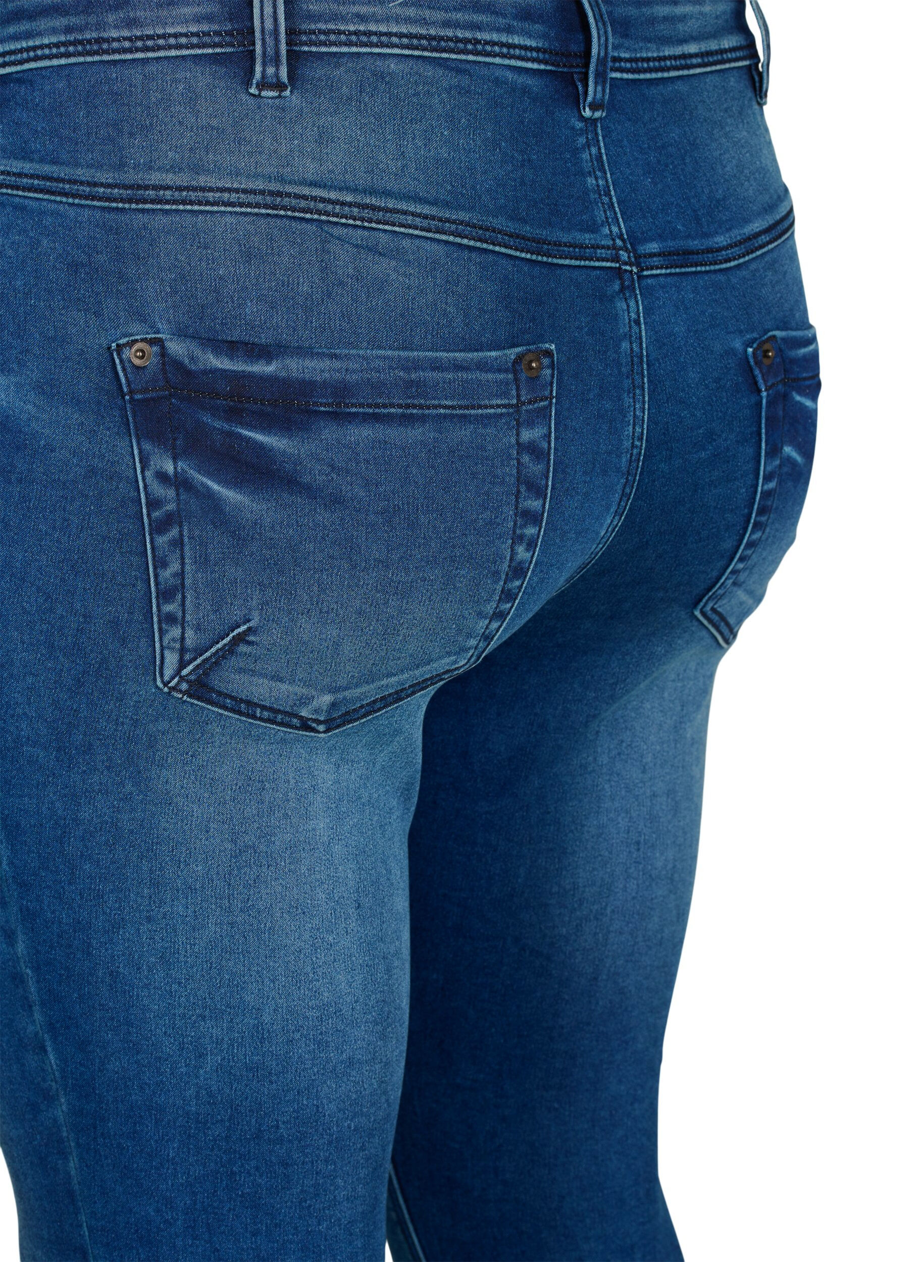 Zizzi Cropped Amy jeans med glidel&aring;sdetaljer, Bl&aring;, Packshot image number 1