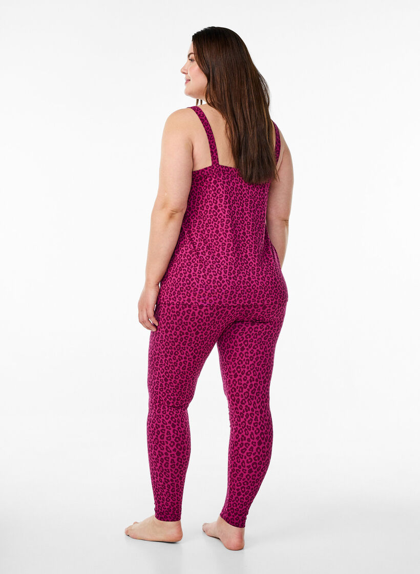 Ankellange leggings i viskose, Rosa, Model image number 1