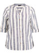 Bluse i bomull med V-hals, Bl&aring;, Packshot image number 0