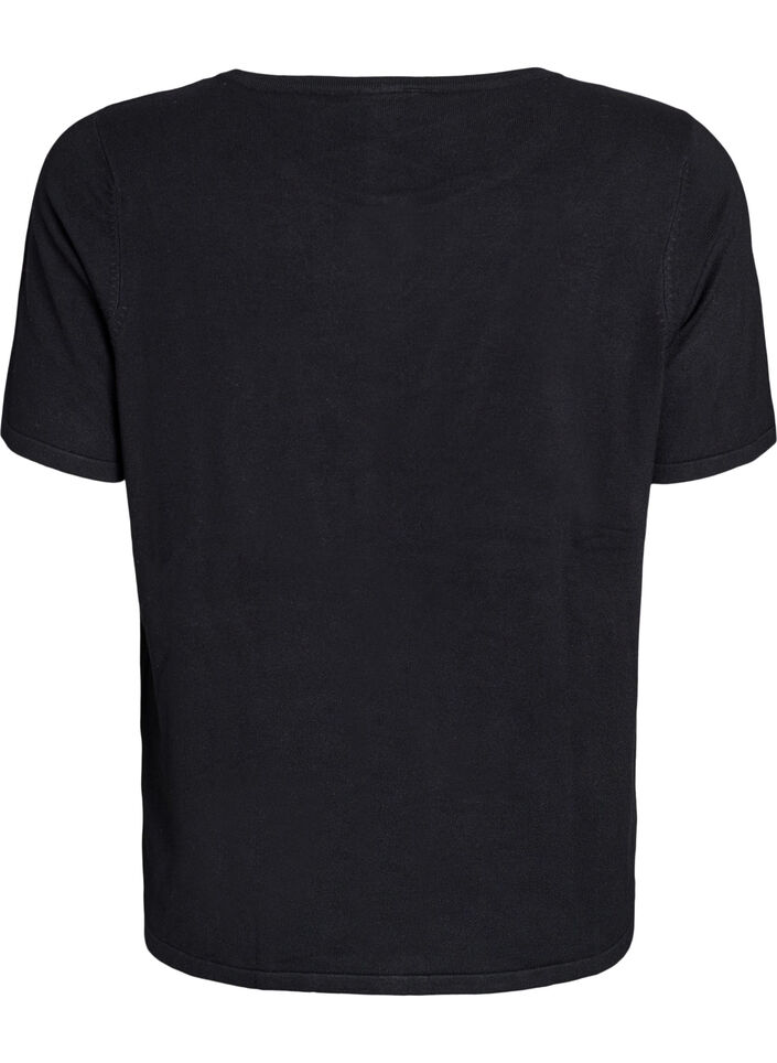 Kortermet strikket cardigan i viskose, Svart, Packshot image number 1