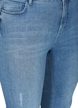 Cropped Amy jeans med rå kanter, Blue denim, Packshot image number 2