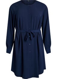 Langermet skjortekjole med knytebelte, Peacoat
