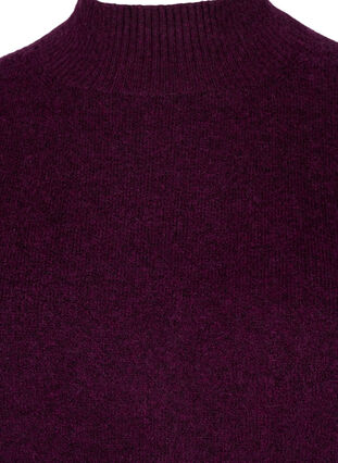 Zizzi Strikket ullbluse med høy hals, Potent Purple Mel., Packshot image number 2