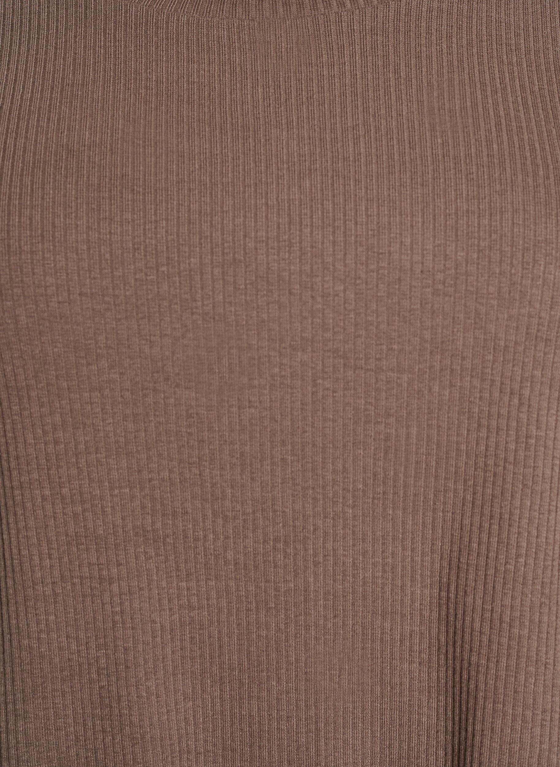 ZizziRibbestrikket jerseybluse med korte ermer, Brun, Packshot image number 2