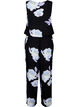 Jumpsuit uten ermer i viskose, Black Big Flower AOP, Packshot image number 1