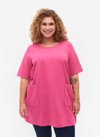 FLASH - kortermet tunika i bomull, Raspberry Rose, Model