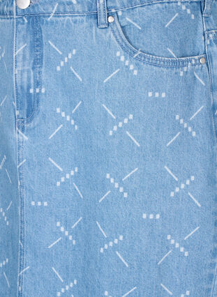Jeansskjørt med mønster, Light blue denim, Packshot image number 2