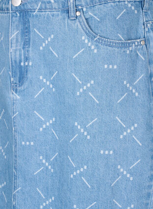 Zizzi Jeansskjørt med mønster, Light blue denim, Packshot image number 2