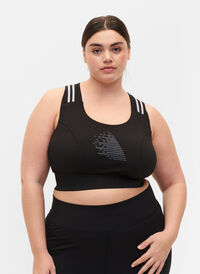 Sports-BH med glitter og krysset rygg, Black w. SilverLurex, Model