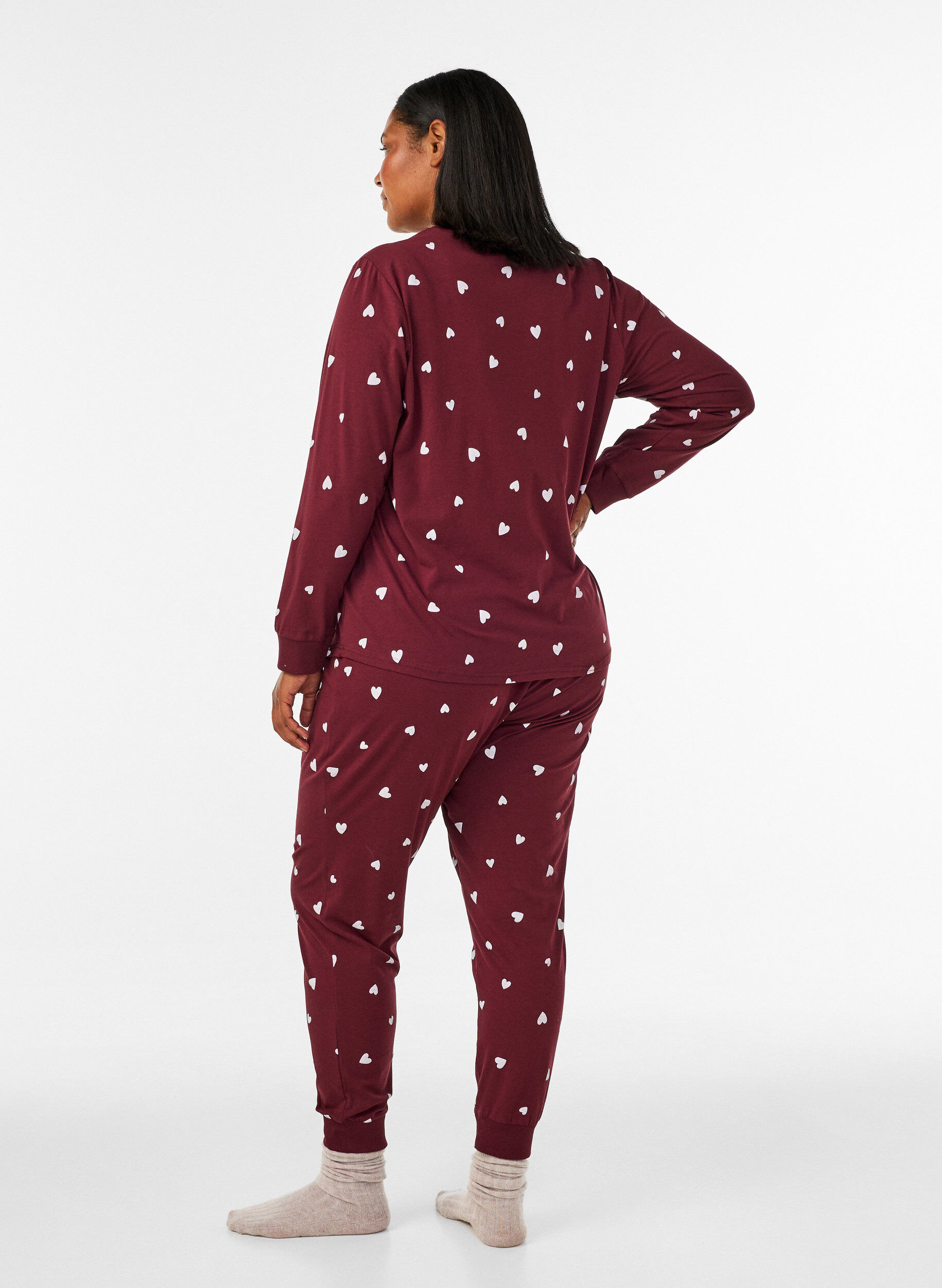 ZizziPyjamasbukser med trykk, R&oslash;d, Model image number 1