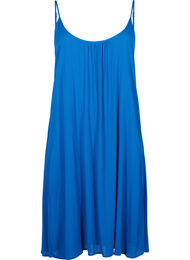 Ensfarget kjole i viskose med stropper, Victoria blue