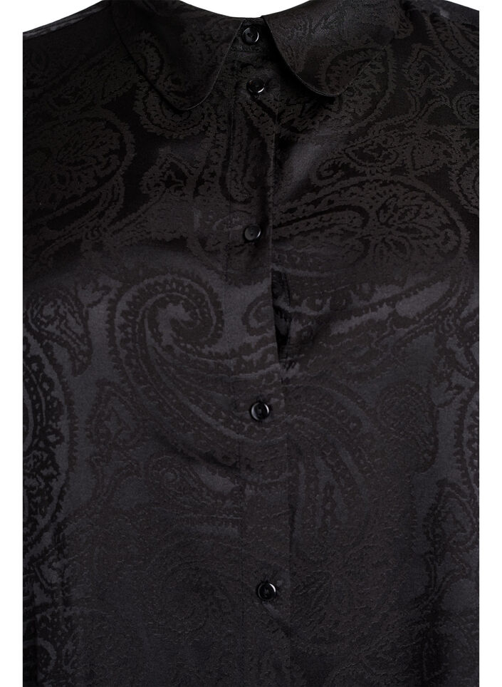 Skjorte med tone-i-tone paisleym&oslash;nster, Svart, Packshot image number 2