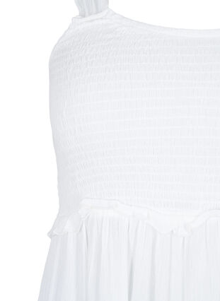 Midikjole i viskose med smock, Bright White, Packshot image number 2
