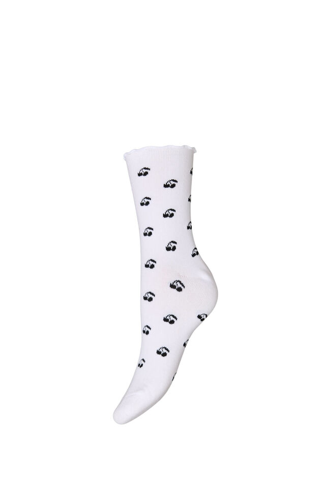 Bomullssokker med m&oslash;nster, Hvit, Packshot image number 0