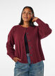Ribbestrikket cardigan med knapper, R&oslash;d, Model image number 0