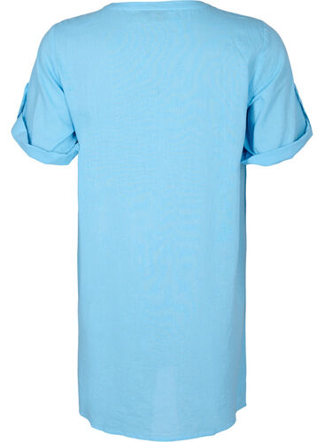 Kortermet tunika i bomull med lommer, Alaskan Blue, Packshot image number 1