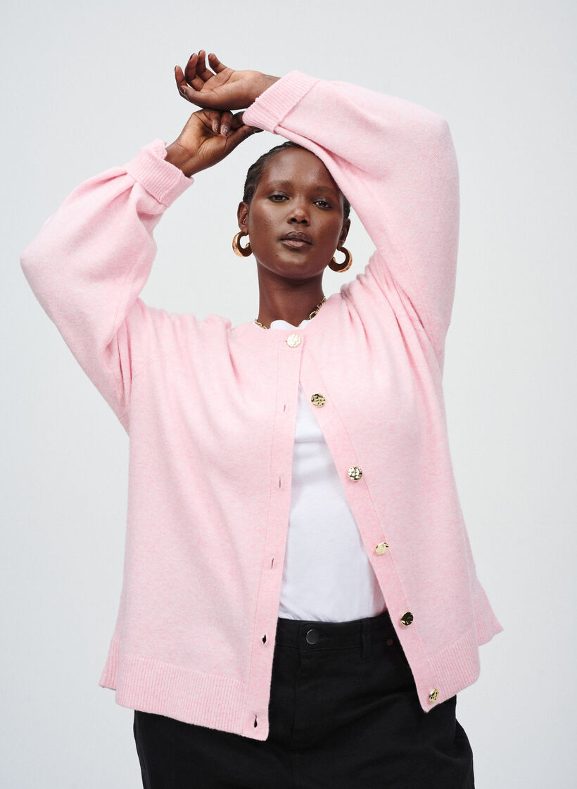 Cardigan i myk strikk med gullfargede knapper, Fairy Tale Mel., Image