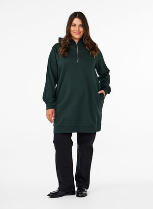 Zizzi Joggetunika med hette og glidelås, Scarab, Model image number 2