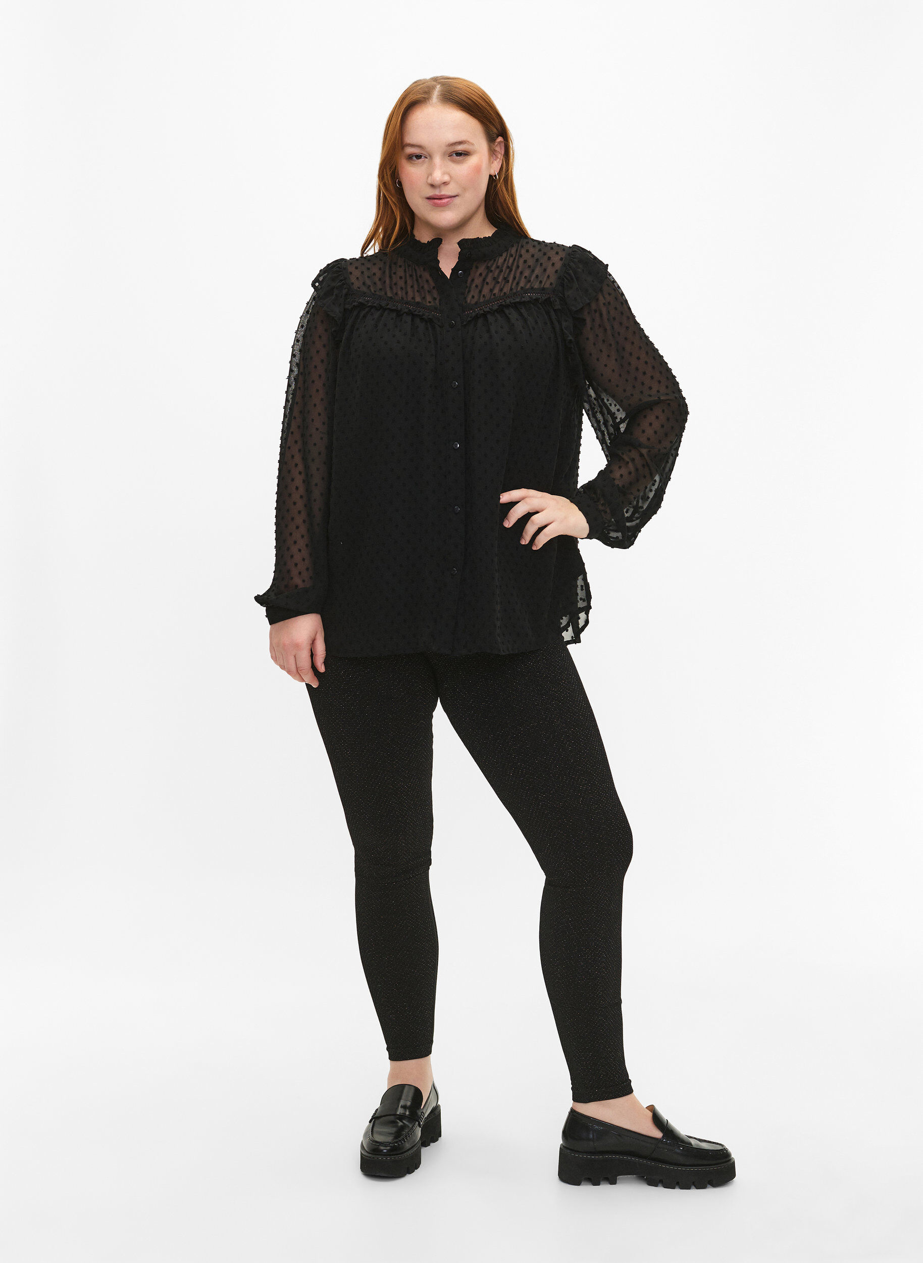 Zizzi S&oslash;ml&oslash;s glittertights, Black Gold Lurex, Model image number 3