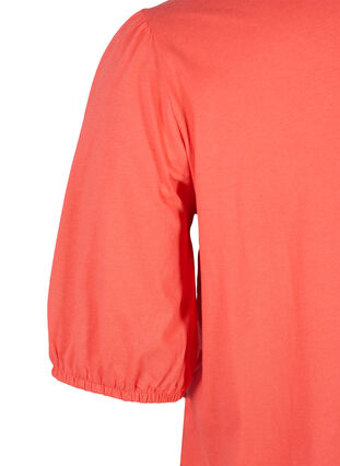 T-skjorte i bomull med 2/4-ermer, Hot Coral, Packshot image number 3